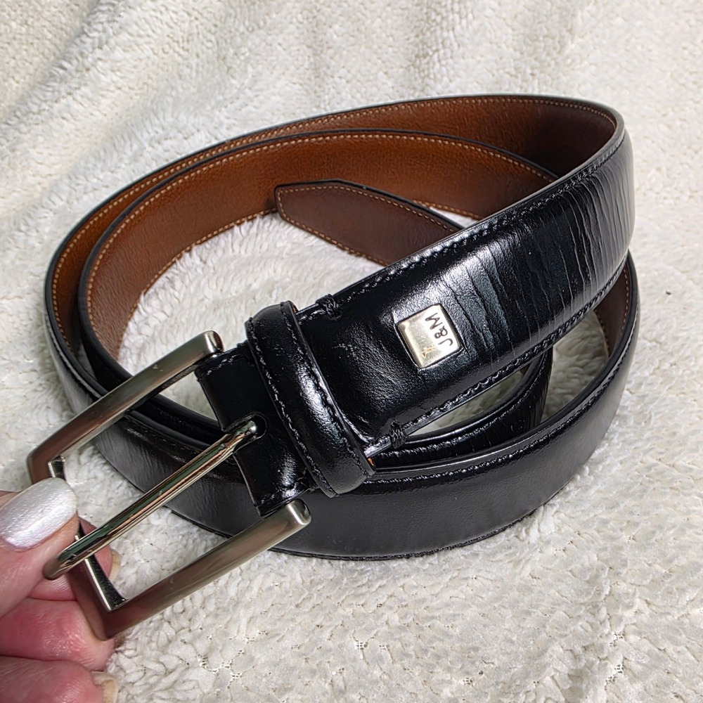 Johnston & Murphy Belt Black Leather Textured Dress Belt Men 40" Waist